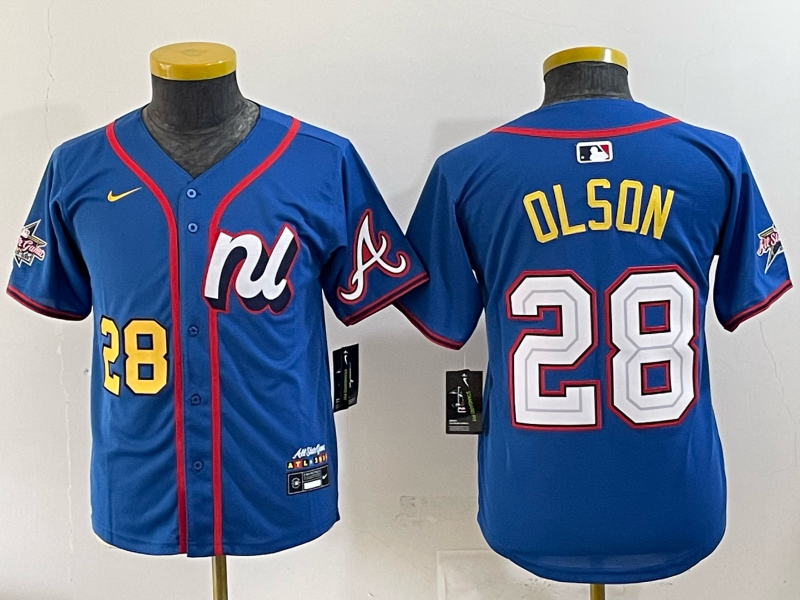Youth Atlanta Braves #28 Olson blue Nike 2025 MLB Jersey 002